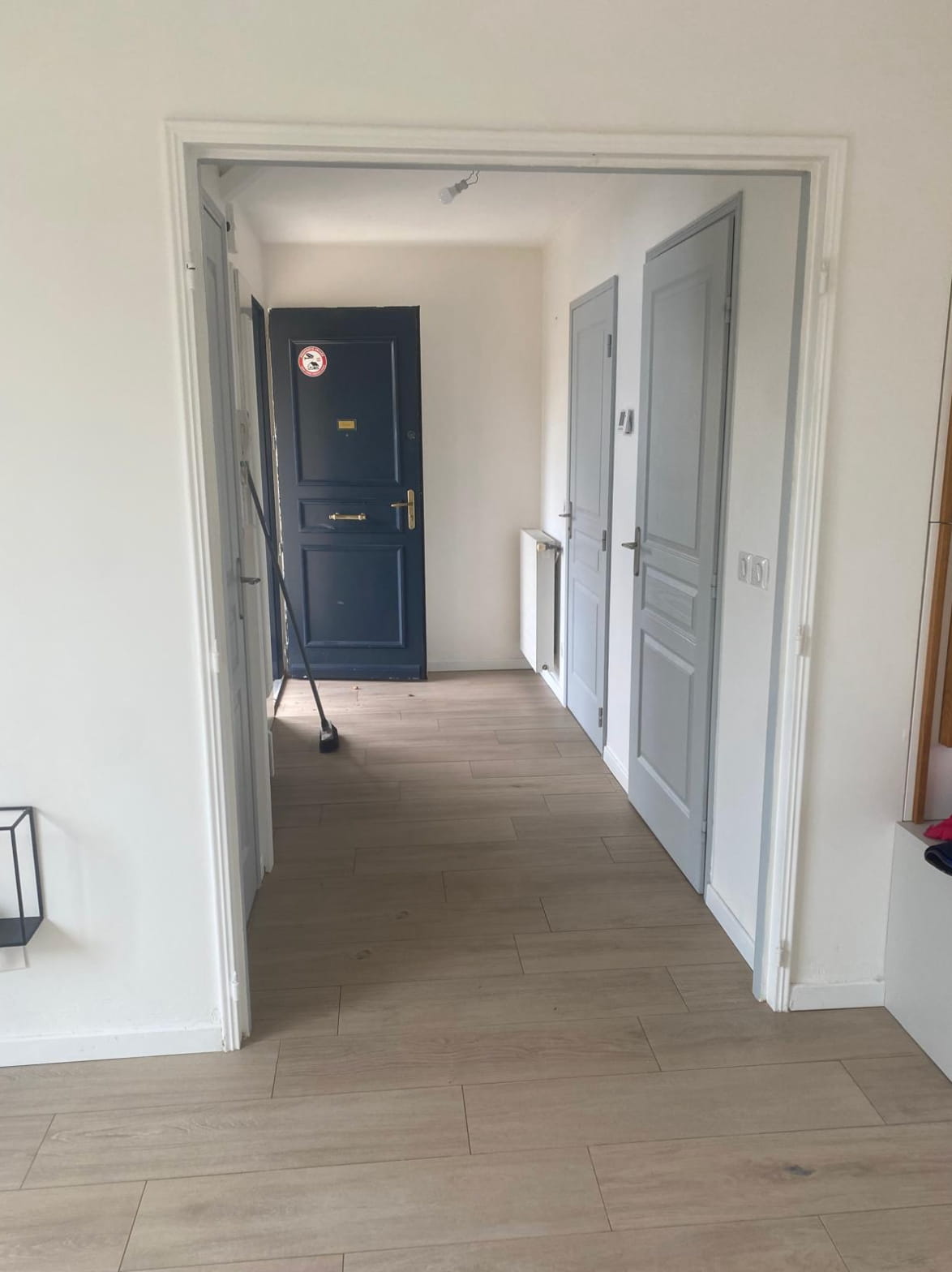 Séjour avant rénovation, murs blancs et absence de contrastes malgré de grandes ouvertures à Tassin.